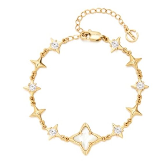 18k Gold Plated White Shell Cubic Zirconia - Picture 5 of 5